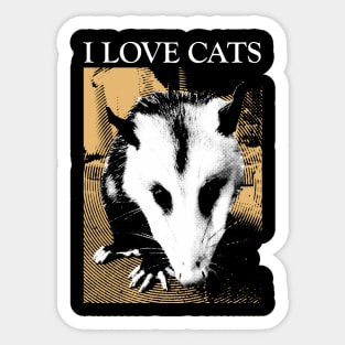 I Love Cats Opossum Vintage Sticker